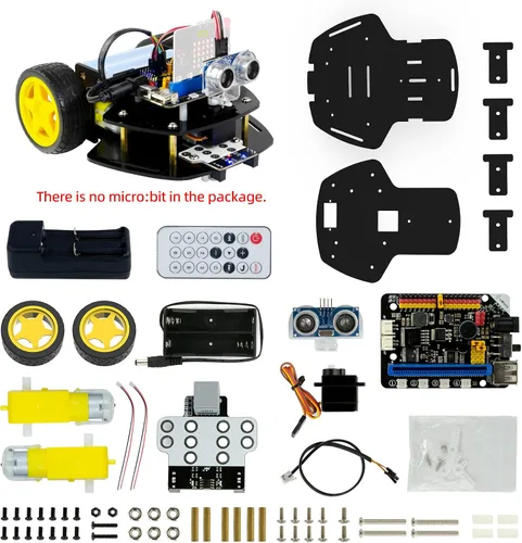 Vista 5 de Microbit - Kit de coche robot 2WD para Micro:bit V2 y V1.5 (no contenido), coche de codificación gráfica de código de imagen con sensor ultrasónico