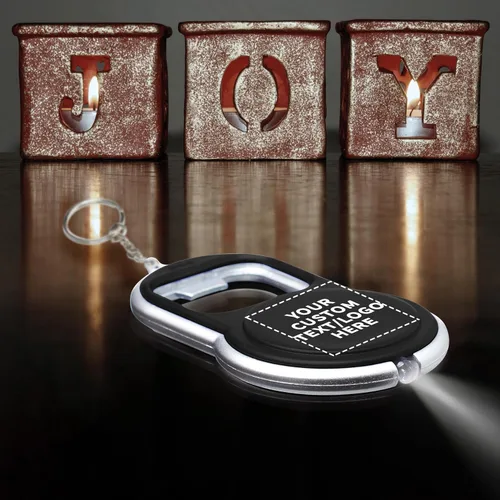 Vista 6 de DISCOUNT PROMOS Abrebotellas personalizado y llaveros LED, juego de 10/50/100, paquete personalizado a granel, perfecto para ferias, recuerdos