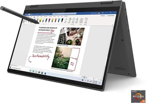 Vista 3 de Lenovo Flex 5 14 2 en 1 portátil, pantalla táctil FHD de 14.0 pulgadas, AMD Ryzen 5 4500U, 16 GB de RAM, 256 GB de almacenamiento, gráficos AMD