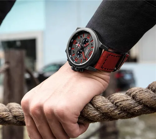 Vista 4 de MASTOP Reloj de moda para hombre, cronómetro militar, impermeable, cronógrafo, reloj de cuarzo para hombre con fecha