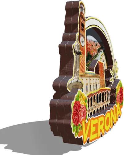 Vista 2 de Imán de madera de Verona de Italia 3D para nevera, recuerdos coleccionables, decoración hecha a mano, artesanías 2