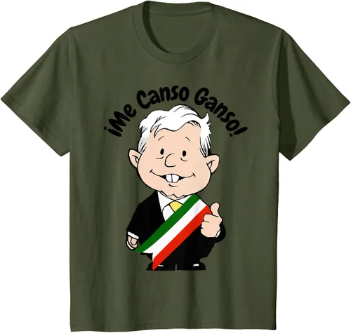 Vista 13 de AMLO Amlito Me Canso Ganso - Camiseta con diseño de dibujos animados mexicanos Gris Oscuro