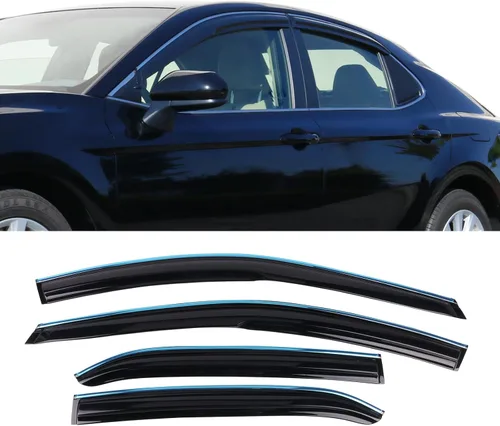 Vista 14 de IKON MOTORSPORTS Viseras de ventana de canal compatibles con Toyota Camry 2018-2024, protectores de lluvia acrílicos ahumado/tintados, deflectores