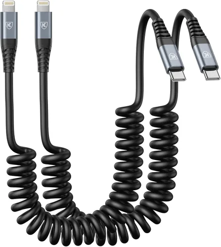Vista 8 de Paquete de 2 cables de carga USB C a USB C en espiral para automóvil, cable de carga rápida USBC tipo C compatible con 17/1615/15 Plus/15 Pro/15 Pro