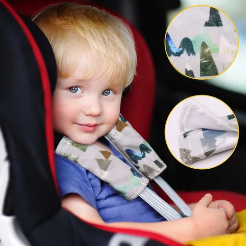 Vista 2 de Fundas para cinturón de seguridad de automóvil para bebé, correas de asiento de automóvil de montaña de aventura, almohadillas de hombro para niñas