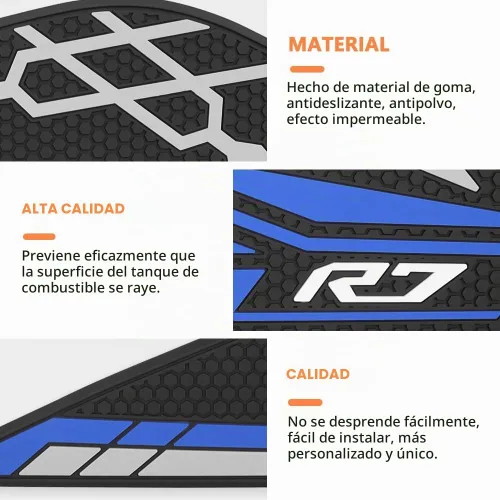 Vista 7 de para YZF R7 YZFR7 r7 2025 2024 2023-2021 Nuevos accesorios para motocicleta, protector de tanque de combustible adhesivo, protector de tanque