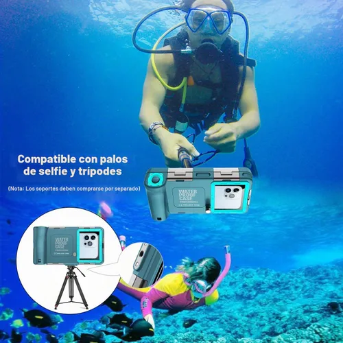 Vista 8 de Prenda impermeable profesional de la caja del teléfono del buceo de buceo Verde azulado