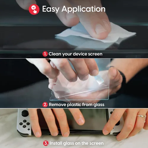 Vista 5 de TALK WORKS Tempered Glass for Nintendo Switch OLED 2021 - Scratch- & Crack-Resistant Screen Protector, Easy-Install, Protective Ultra-Thin HD Touch