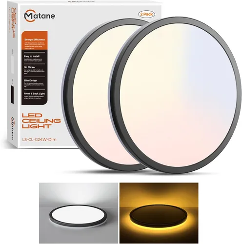 Vista 10 de Matane Lámpara de Techo LED Empotrada de 12 Pulgadas con Luz Nocturna, 24W 2400LM 3000K/4000K/5000K Seleccionable, Luces de Techo Regulables