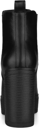 Vista 4 de Allegra K Botines Chelsea de tacón alto con plataforma para mujer