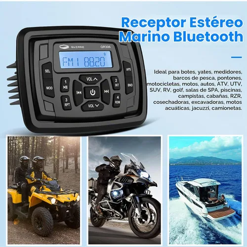 Vista 2 de Estéreo marino Bluetooth impermeable barcos carrito de golf Radio medios digitales receptor estéreo AM FM sintonizador Bluetooth transmisión