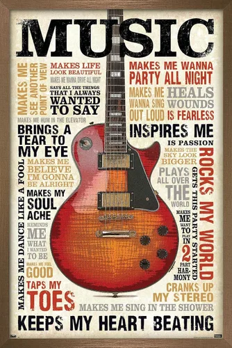 Vista 15 de Trends International Music Inspires Me Wall Poster, 14.725" x 22.375", Barnwood Framed Version
