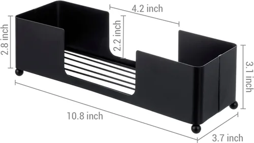 Vista 6 de MyGift Soporte Moderno de Metal Negro Mate Comercial de Sobremesa para Toallas de Papel Plegadas, Bandeja Dispensadora de Servilletas Desechables