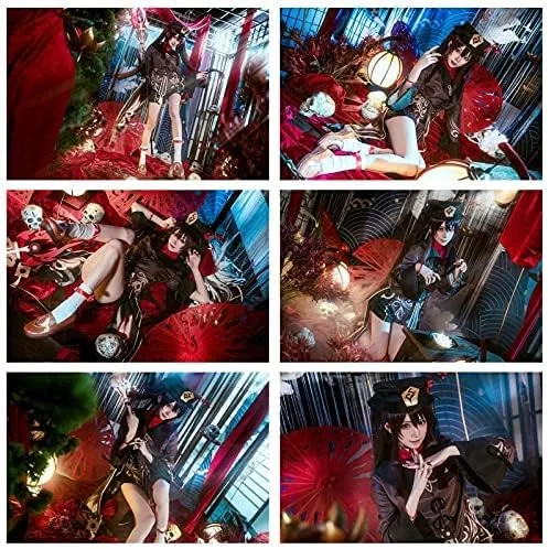 Vista 6 de WYKBPX Anime Hu Tao Cosplay Costume Outfit Game NationalStyle Long Tail Tassels Dress Pants Uniform Set Halloween