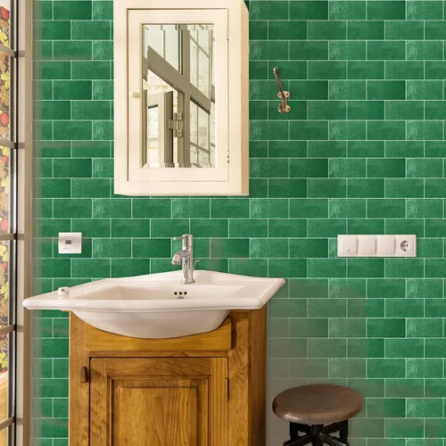 Vista 7 de Mosaicos 3D autoadhesivos para cocina, baño y tocador, 10 hojas de alta calidad, paneles decorativos impermeables (12 x 10) (verde pavo real)