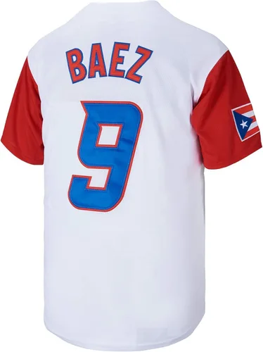 Vista 3 de #9 Baez Puerto Rico World Game Classic - Camiseta de béisbol para hombre con costuras S-XXXL