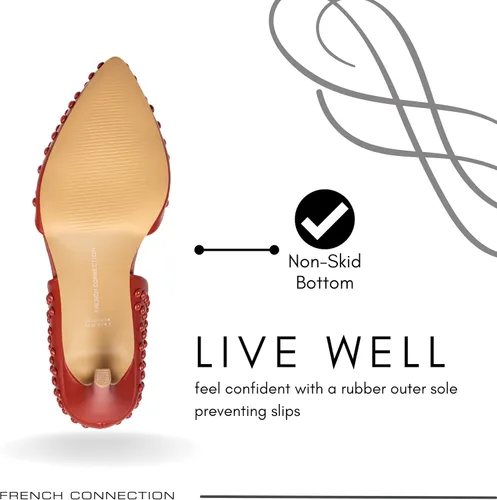 Vista 6 de French Connection Forever - Zapatos de tacón alto para mujer, puntiagudos y cerrados, zapatos de vestir con tachuelas