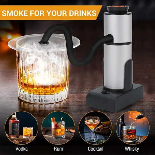 Vista 2 de Infusor de humo, pistola ahumadora de cóctel para cocinar bebidas antiguas, kit de ahumador de cóctel, infusor portátil de whisky bourbon