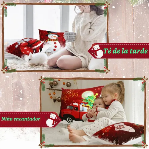 Vista 5 de Tatuo 6 Fundas de Almohadas Navideñas Fundas de Cojines Decoración de Vacaciones Decoración Funda de Almohada Decorativa para Sofá Sillón Navidad