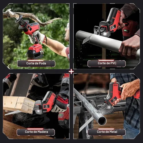 Vista 6 de Cerycose Sierra recíproca inalámbrica sin escobillas, compatible con baterías Milwaukee de 18 V, cambio de hoja sin herramientas, incluye 4 hojas