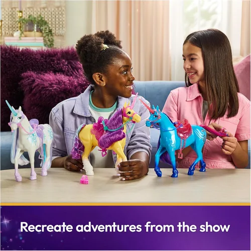 Vista 5 de Unicorn Academy, Poder de la Amistad Cinder con Silla y Brida Translúcida de 11 Pulgadas, Muñecas y Juguetes de Unicornio, Regalos y Pequeños