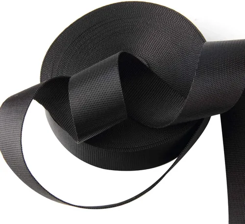 Vista 2 de Correa de Cinta de Nylon Negro de 1 Pulgada de Ancho de 10 Yardas, Correas de Polipropileno para Bolsas, Hamacas, Escalada al Aire Libre