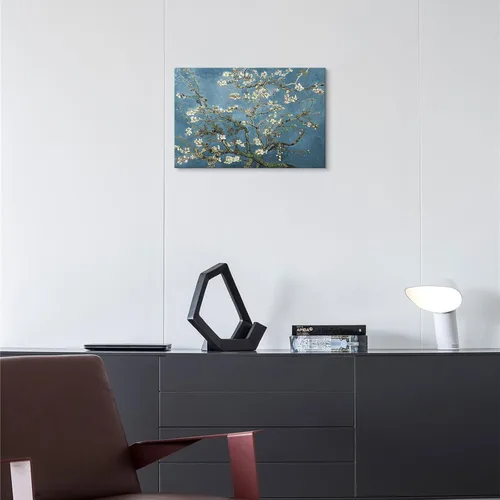 Vista 6 de KAWAHONE Van Gogh famosas pinturas al óleo de reproducción de flores sobre lienzo, arte de pared, flores de albaricoque en rama por Vincent Van