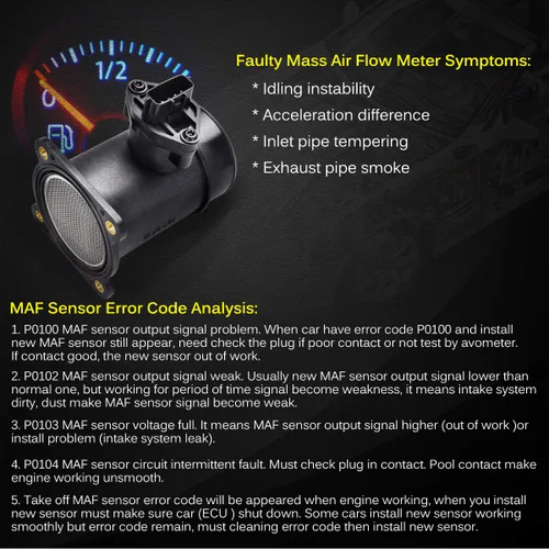 Vista 107 de Medidor de sensor de flujo de aire masivo MAF compatible con Ford con E-150 4.6L, 5.4L 2004-2014, para Ford E-150 Club Wagon 5.4L Reemplazo