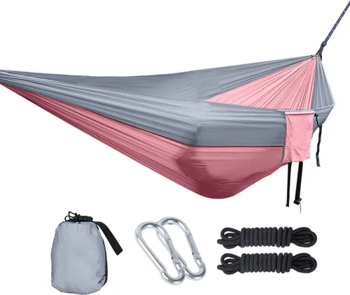 Vista 43 de Hamaca doble ajustable de capacidad de 550 libras con soporte de acero resistente de 10 pies, incluye funda de transporte portátil, fácil de Azul