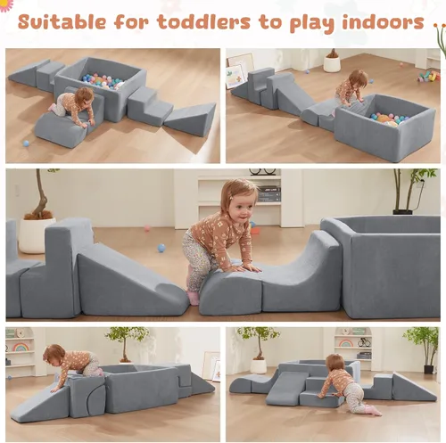 Vista 5 de Juguetes de escalada de espuma para niños pequeños con hoyo de gris