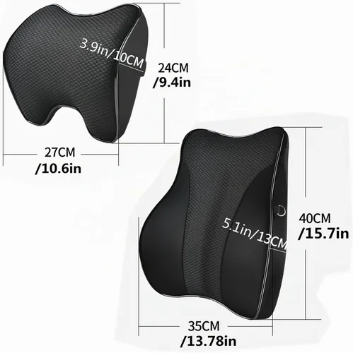 Vista 6 de Soporte lumbar y almohada cervical para silla de oficina y asiento de automóvil, cojín de espuma viscoelástica suave con correa ajustable, diseño