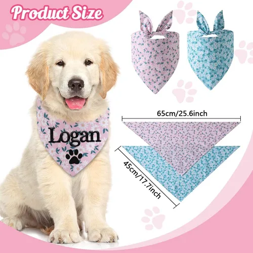 Vista 4 de Bandana personalizada para perro con nombre bordado, bufanda para cuello personalizada, babero triangular, accesorios para mascotas para perros