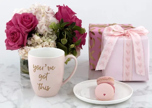 Vista 4 de Tazas inspiradoras con texto en inglés "You Got This Gifts for Women New Job Get Well Soon" (rosa, 14 onzas)