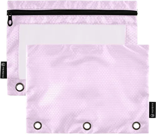 Vista 6 de Firebrick Zipper Pencil Pouch for 3 Ring Binder with Clear Window,Pencil Case 2 Pack Firebrick