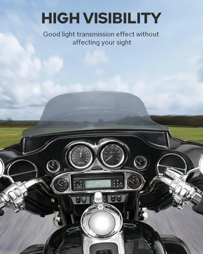 Vista 15 de Benlari - Parabrisas negro de 8" para motocicleta, compatible con Harley Davidson Touring Street Glide Electra Glide Tri Glide FLHT FLHX FLHTK FLHTC