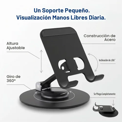 Vista 2 de Uncaged Ergonomics Adjustable/Foldable Swivel Phone Stand for Desk (Black)