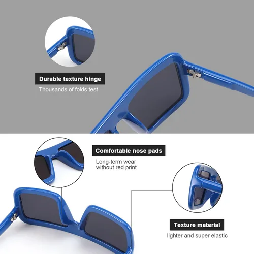 Vista 5 de Karsaer Vision - Gafas de sol grandes y gruesas con marco cuadrado para mujeres y hombres, estilo retro de los años 90, lentes de sol vintage a
