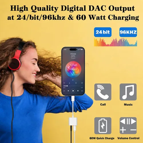 Vista 2 de Adaptador auxiliar de auriculares Pro de 3 amperios compatible con tu Xiaomi 12S Ultra Plus USB-C de 0.138 in de audio y puerto de carga de alta