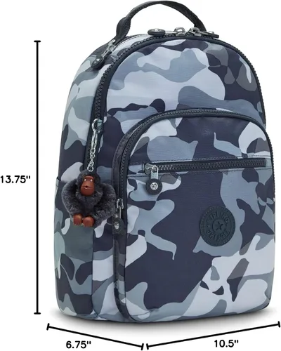Vista 14 de Kipling Mochila pequeña Seoul para mujer, duradera, correas acolchadas para el hombro con funda para tableta, bolsa, Firma Emb, Mochila para tableta