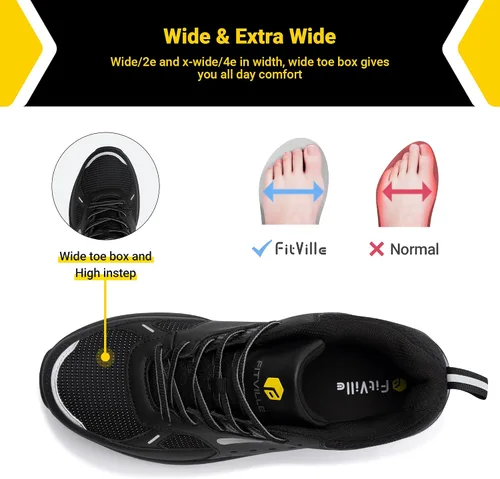 Vista 4 de FitVille Zapatos de trabajo extra anchos para hombres con punta de acero compuesto antideslizante zapatos de trabajo impermeables ligeros-SteelCore