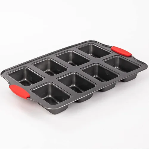 Vista 8 de 2 paquetes de 8 cavidades sin stock Mini molde para pan con mango de silicona, mini pan de pan para hornear, mini molde para brownies, molde