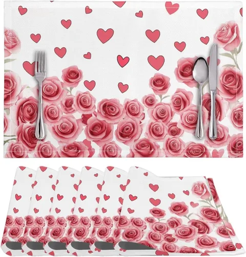 Vista 40 de BIGCARJOB Mantel individual de diseño personalizado, 4 piezas, tapete de mesa resistente al corazón, 12 x 18 pulgadas 1-diseño personalizado