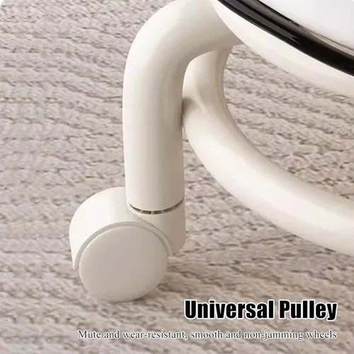 Vista 5 de Silla de polea de acrílico, taburete bajo con polea de respaldo, taburete ergonómico bajo para limpieza del hogar, taburetes de oficina, lavandería