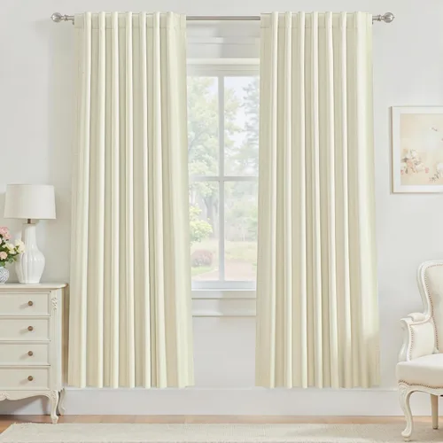 Vista 42 de Cortinas opacas de 54 pulgadas de largo para dormitorio, sala de estar, cortinas beige con aislamiento térmico, oscurecimiento de la habitación