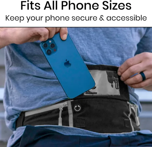 Vista 4 de Vive Riñonera para correr, para mujeres, hombres, niños, adultos, correr, entrenamientos, impermeable, reflectante, con soporte para teléfono