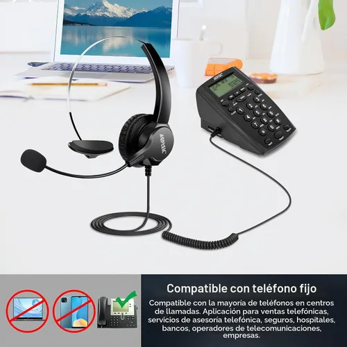 Vista 4 de AGPtEk – teléfono intercomunicador centro de llamadas con auricular., Negro