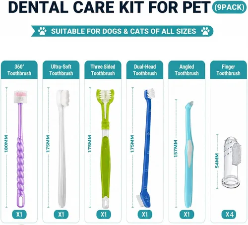 Vista 5 de Cepillo de dientes para perro, cepillos de dientes de 360 grados, cepillos de dientes de triple cabeza, cepillo de dientes de doble cabeza, cepillos