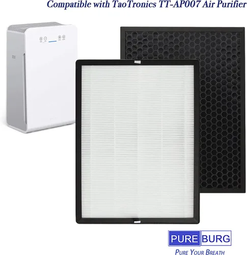 Vista 3 de PUREBURG Filtro de repuesto compatible con purificador de aire TaoTronics TT-AP007, 2 unidades de carbón activado HEPA H13 2 en 1 4 etapas