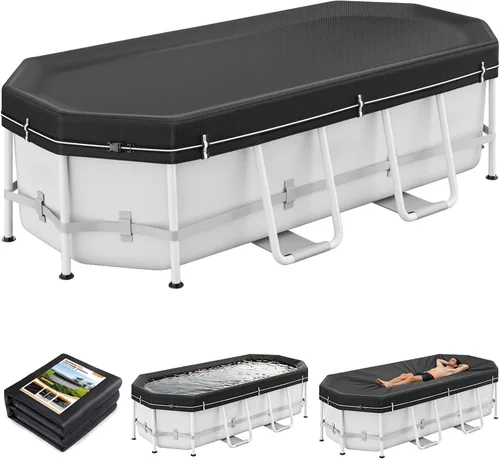Vista 10 de LXKCKJ Cubierta de Piscina Redonda de 6 Pies, Cubiertas Solares para Piscinas Sobre el Suelo, Cubiertas de Piscina de Tanque de Almacenamiento Negro