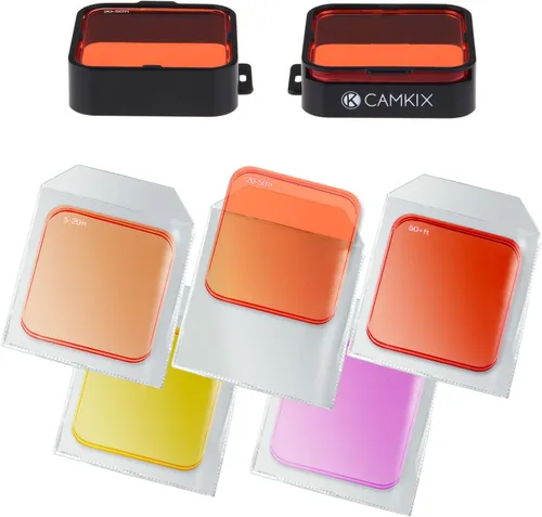 Vista 2 de Juego de lentes para sumergir cámara GoPro HERO, en colores variados para filmar y tomar fotografías debajo del agua, colores vívidos, con contraste
